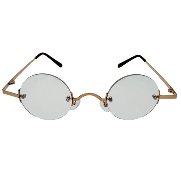 6020 | Gold Small Rimless Lens Clear Lens Glasses - Picture 1 of 5